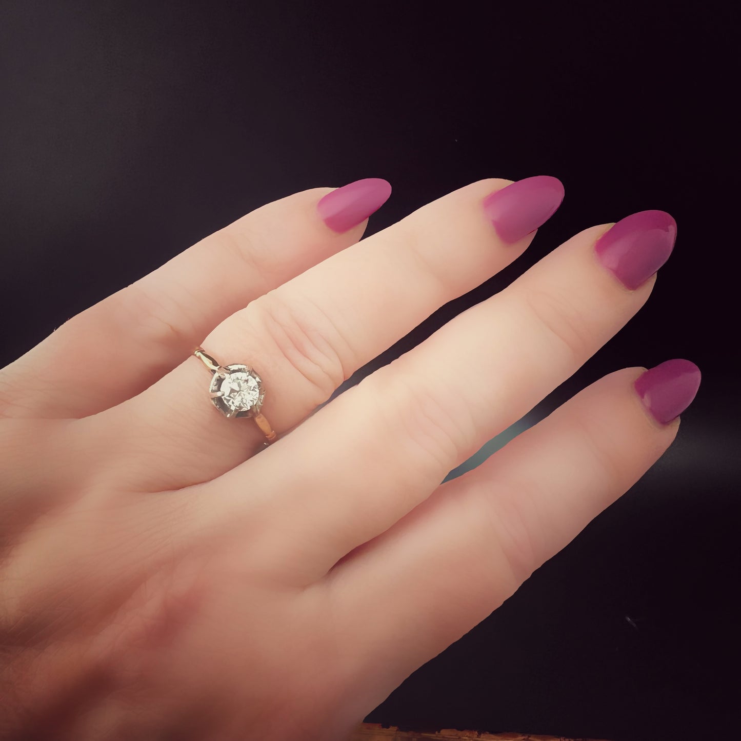 1920s solitaire ring in 18 ct gold with 0.45 old European diamond