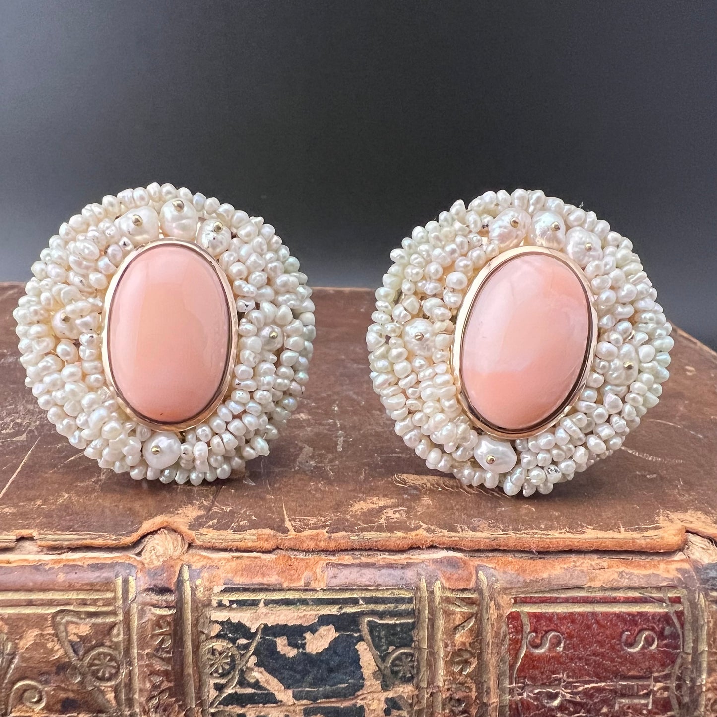 Gold, coral, and natural pearl earrings. Italy, c. 1950.