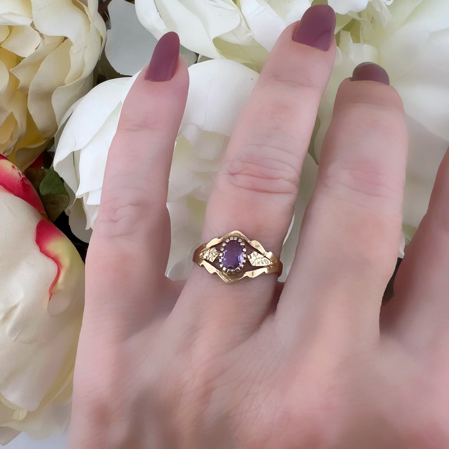 Anello vintage chevalier con ametista