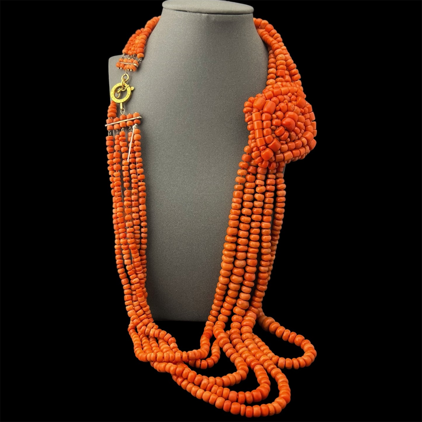 5-strand natural coral necklace, 214 grams