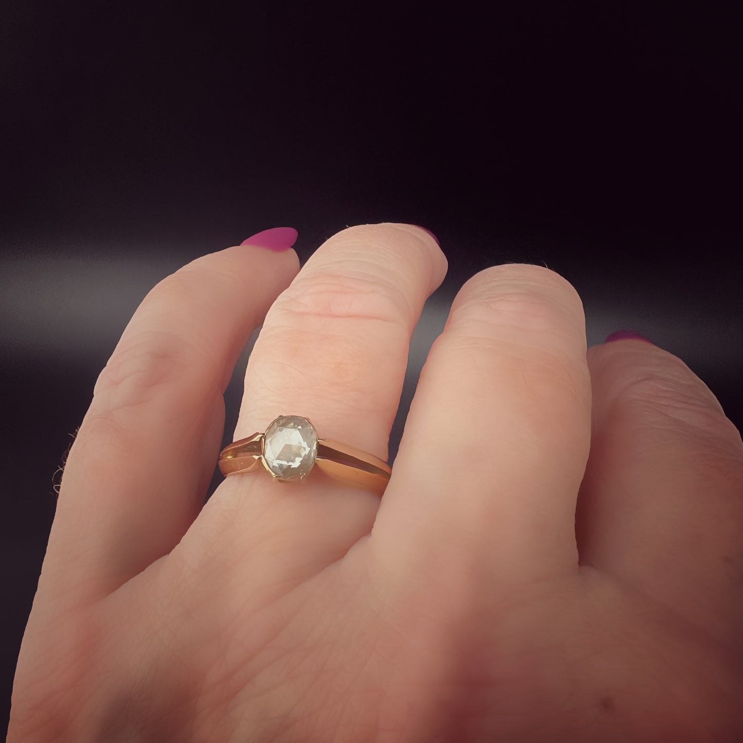 Antique 14K gold ring with 0.60 ct rose diamond