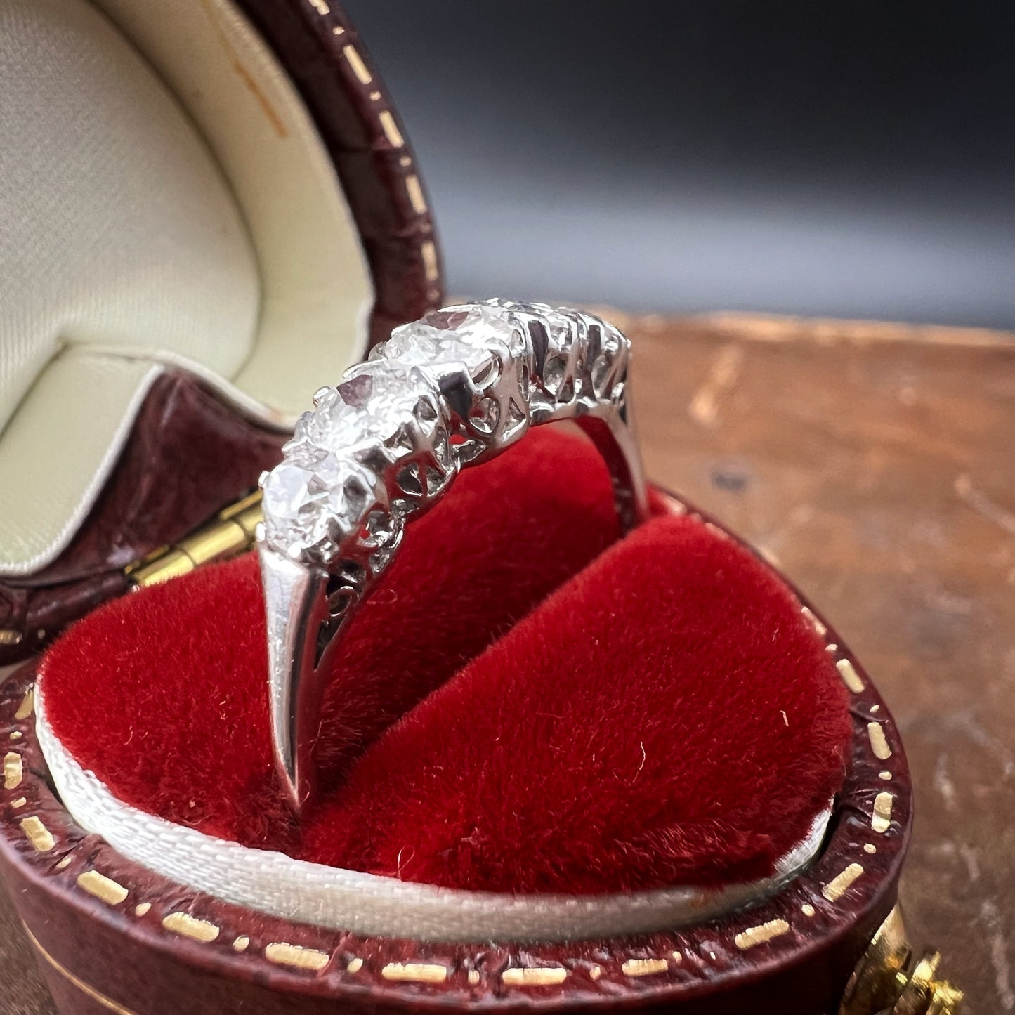 Platinum Ring with Old Mine Cut Diamonds