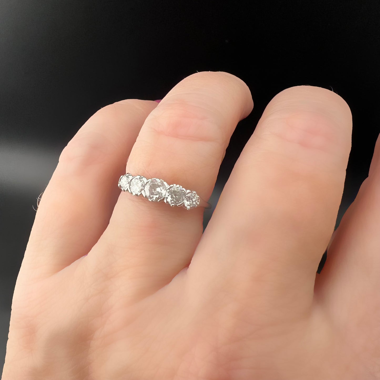 Platinum Ring with Old Mine Cut Diamonds