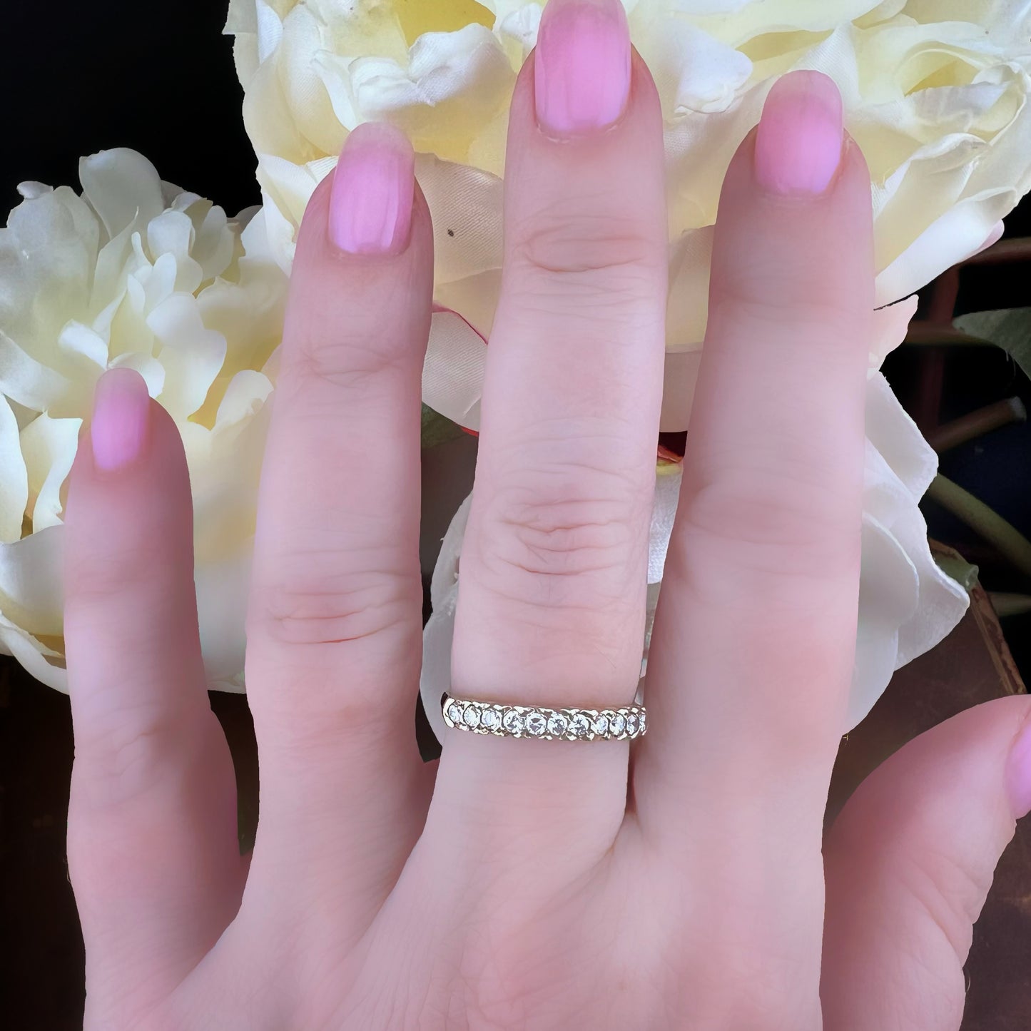Anello Riviera Vintage in Oro Giallo con Cristalli