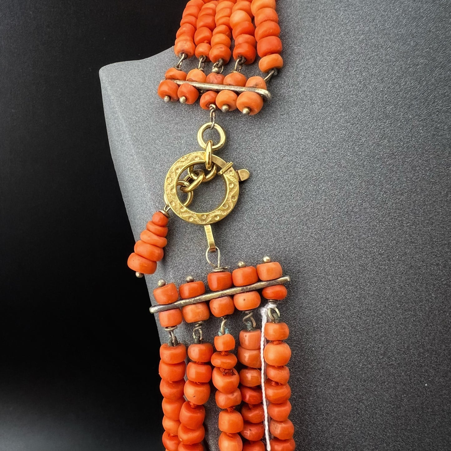 5-strand natural coral necklace, 214 grams