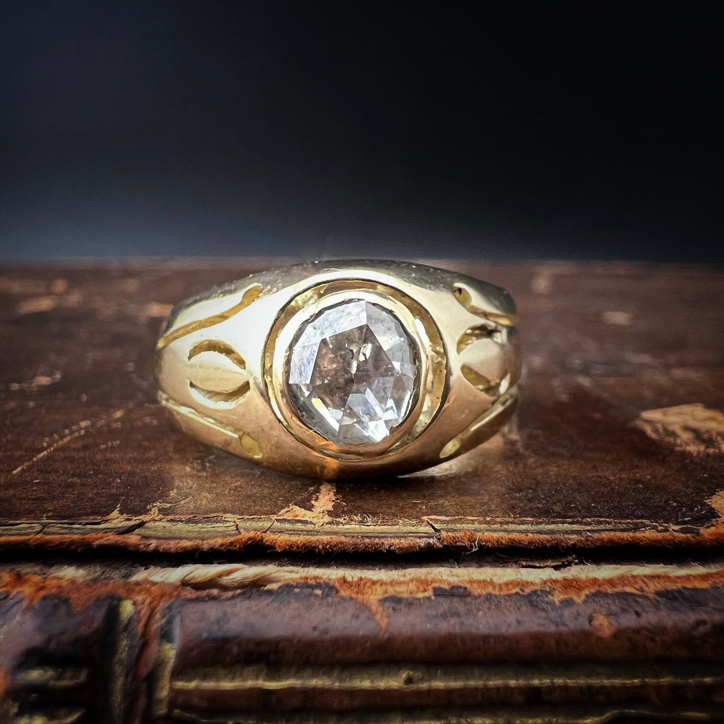 Victorian Era (c. 1850) Men's 18K Gold and Diamond Ring
