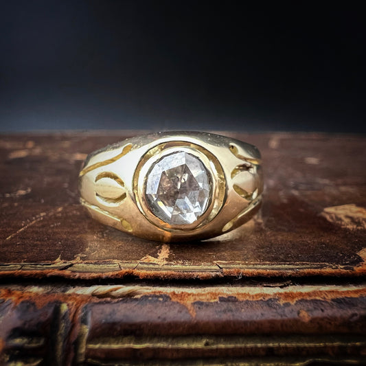 Anello da Uomo in Oro 18 ct e Diamante, Epoca Vittoriana (c. 1850)