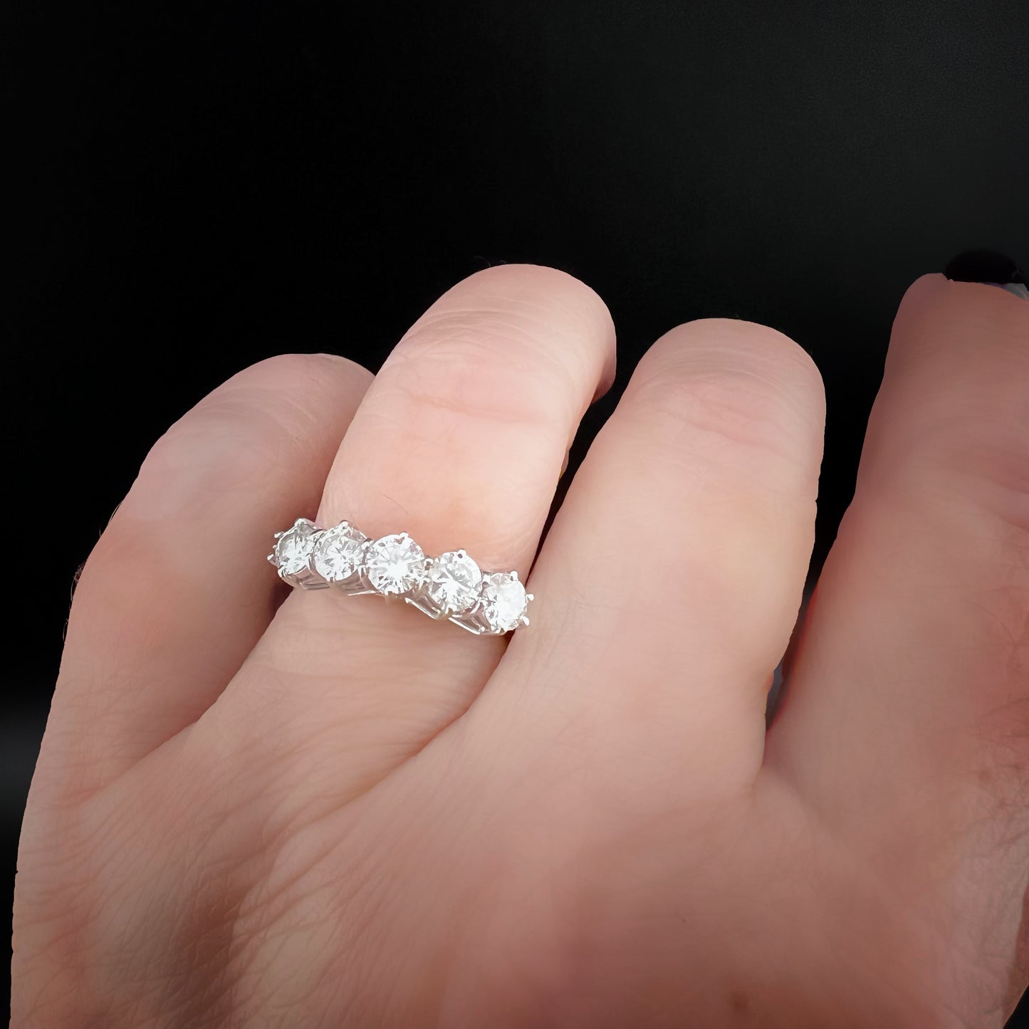 Anello vintage in oro bianco 18 carati e diamanti IF VS - GH 1 ct totale