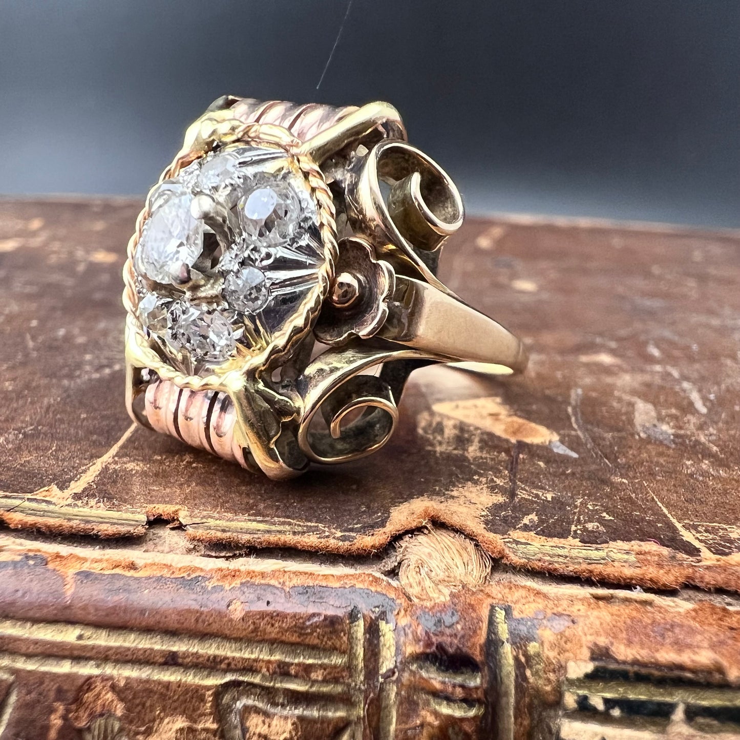 Antique 14K gold ring with diamonds - Early 1900s