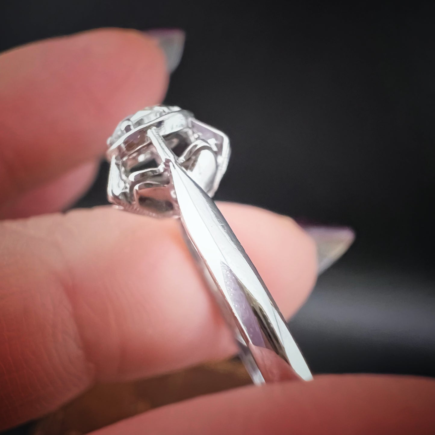 1940s White Gold Ring with Old European Cut Diamond