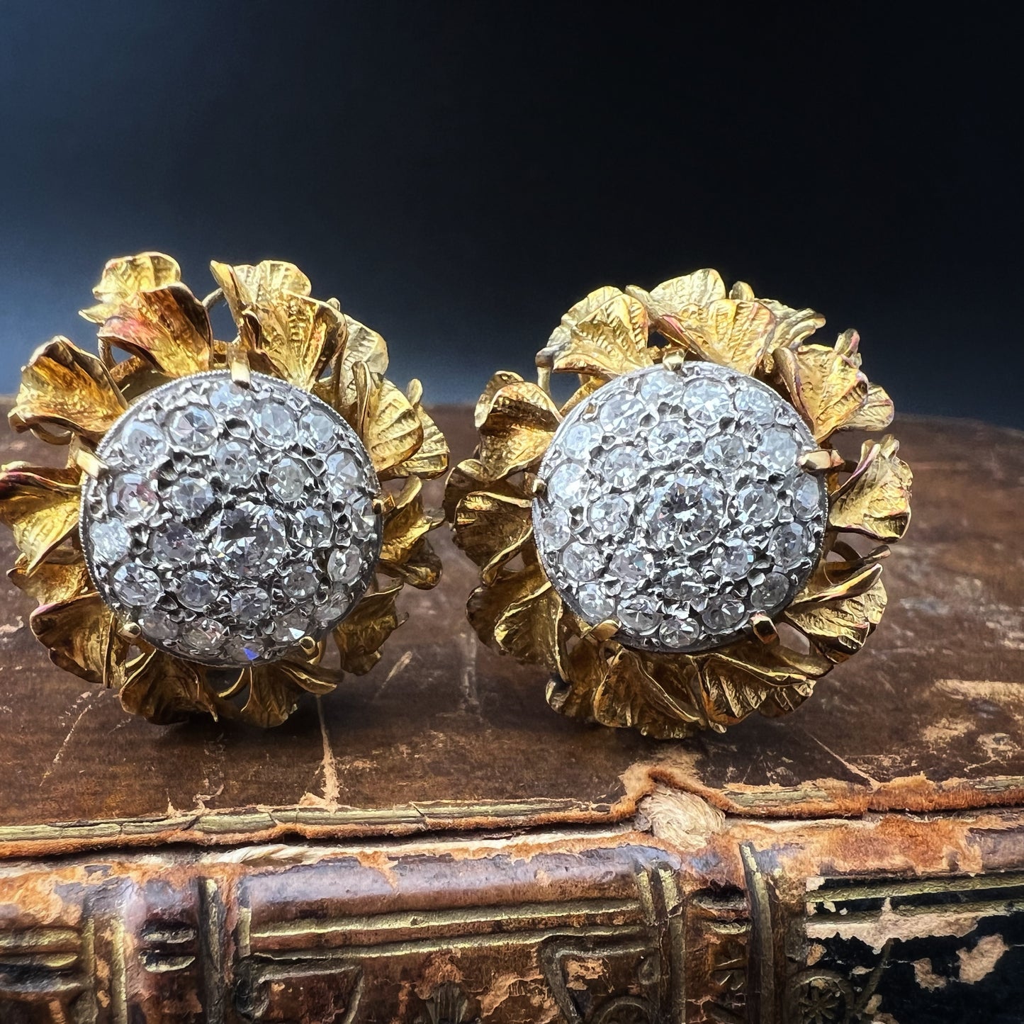 Pair of gold and diamond earrings from the 1950s and 1960s