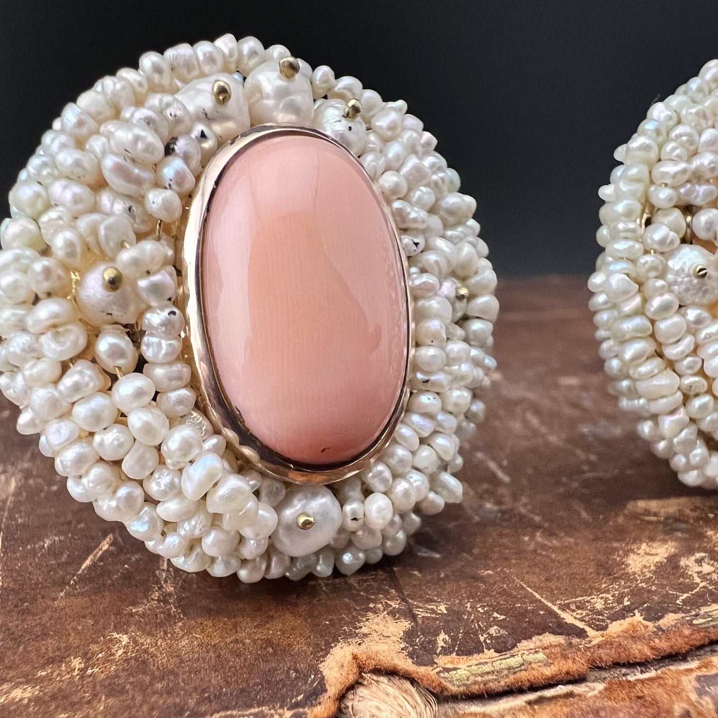 Gold, coral, and natural pearl earrings. Italy, c. 1950.