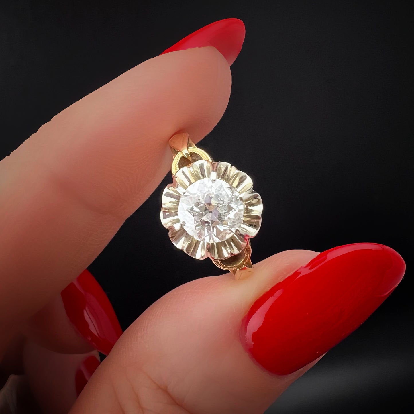 Solitärring aus 18 Karat Gold, Italien, ca. 1930