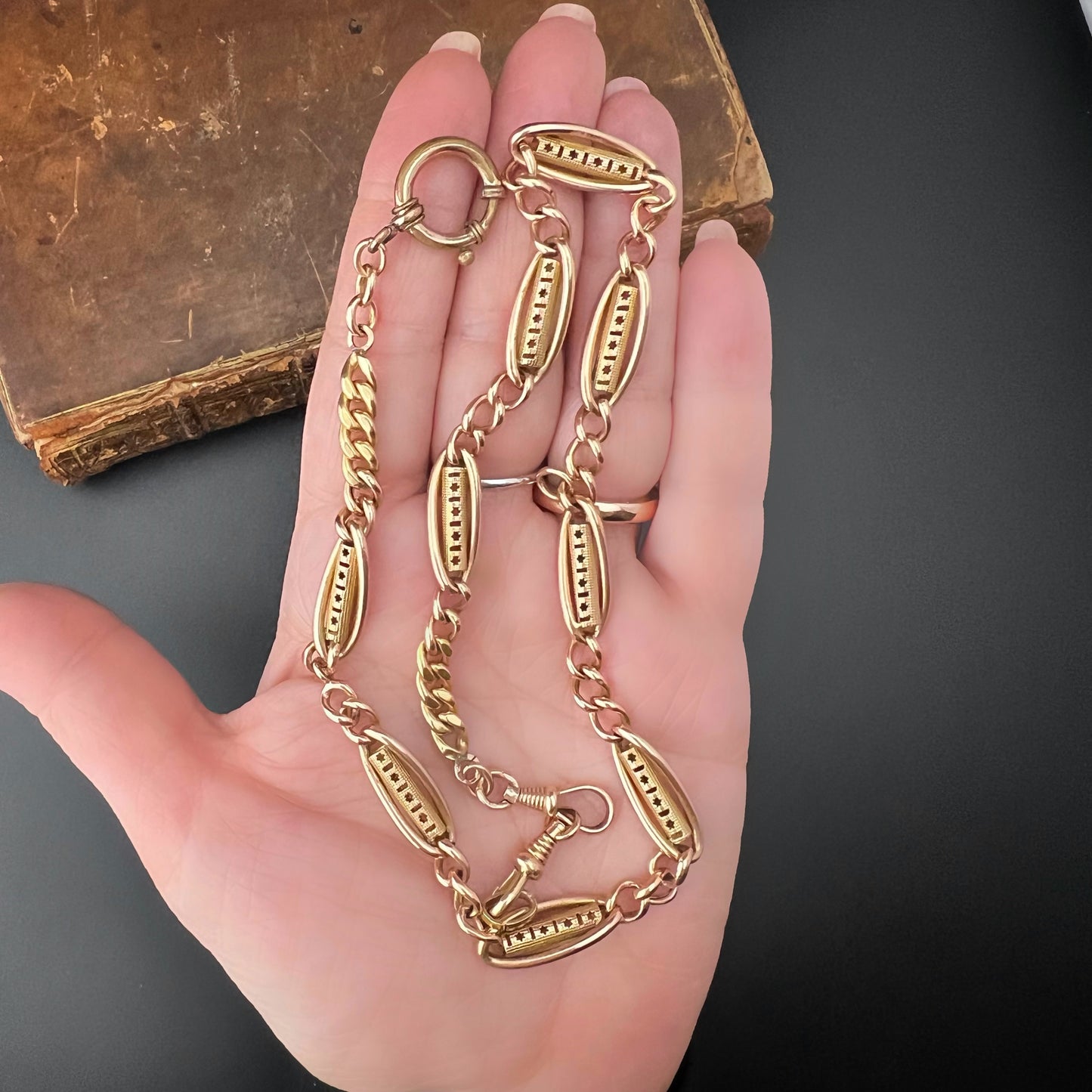 Antique 9ct gold watch chain