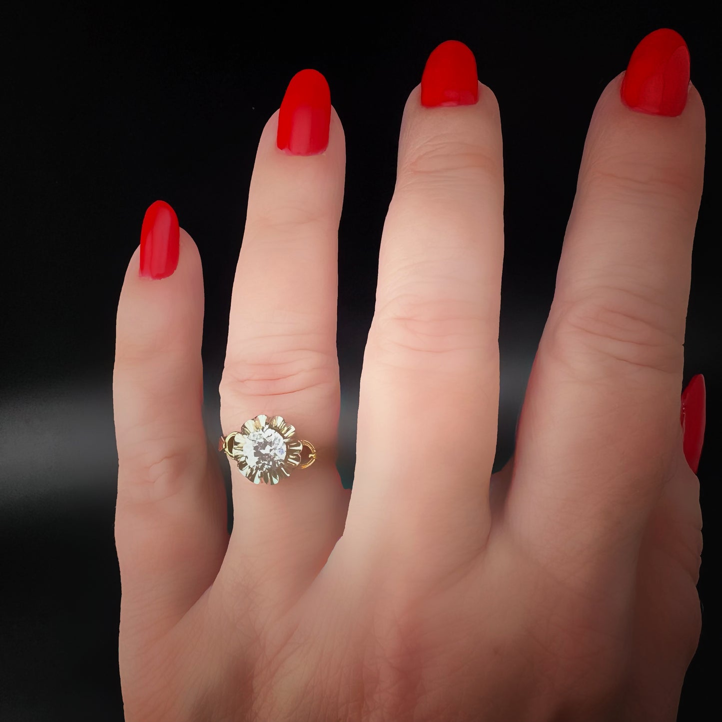 Solitärring aus 18 Karat Gold, Italien, ca. 1930