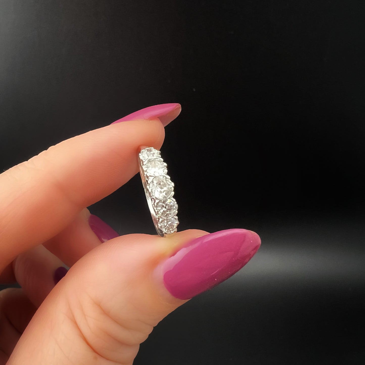 Platinum Ring with Old Mine Cut Diamonds