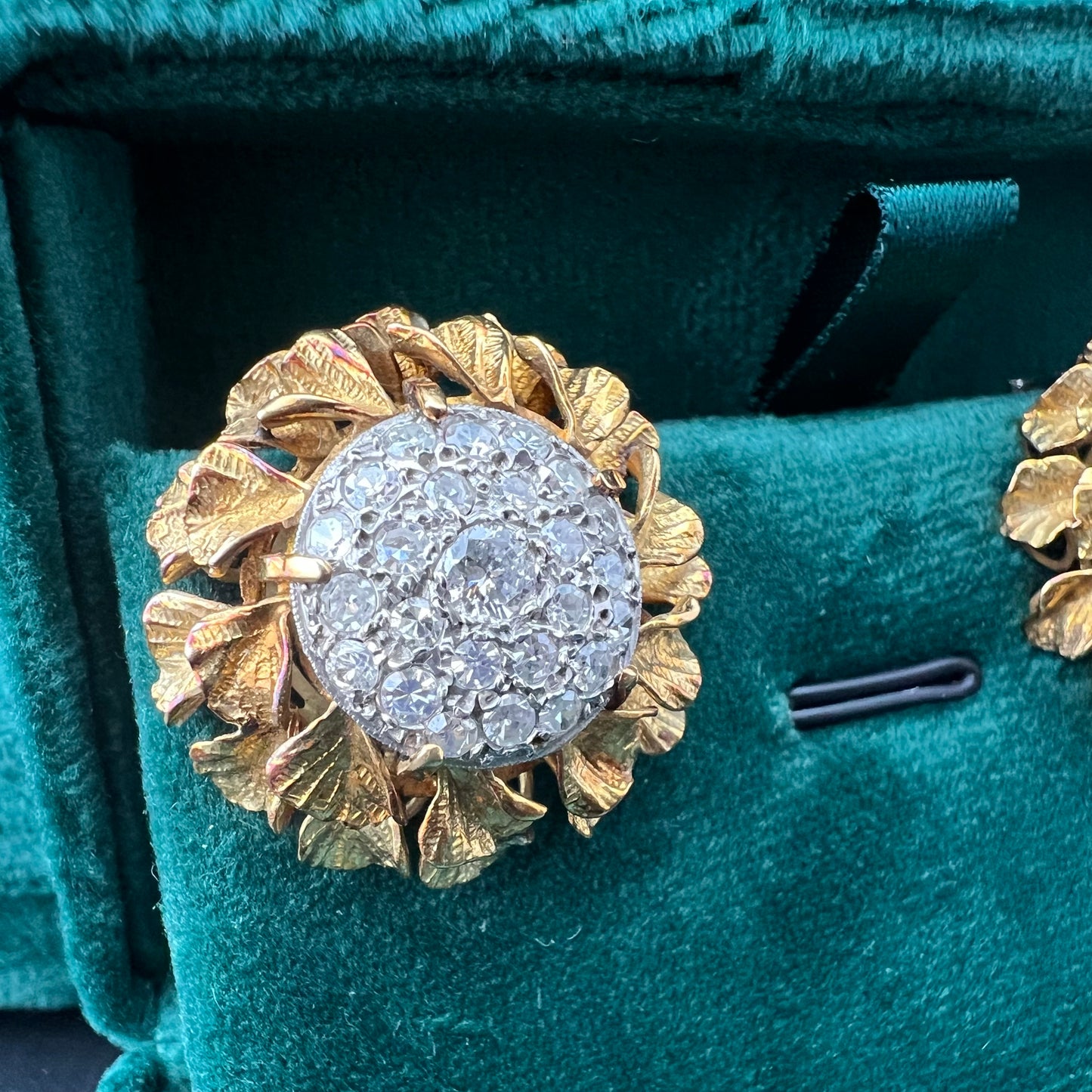 Pair of gold and diamond earrings from the 1950s and 1960s