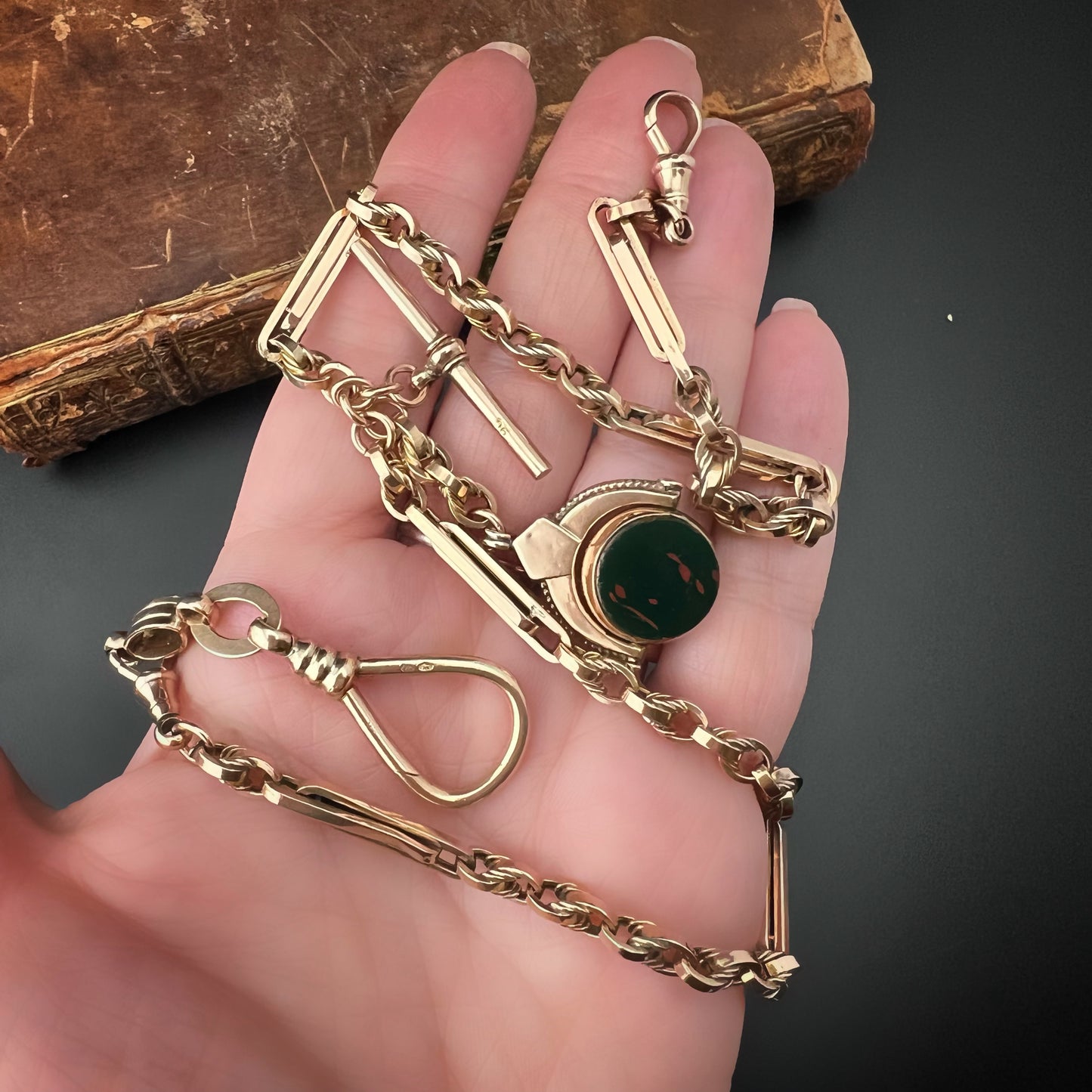 Antique 14-karat gold watch chain from Vienna, late 19th century