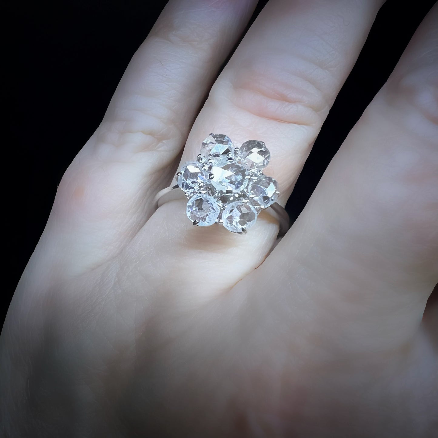 Gänseblümchenring aus 18 Karat Gold mit Rosettendiamanten – 1930er