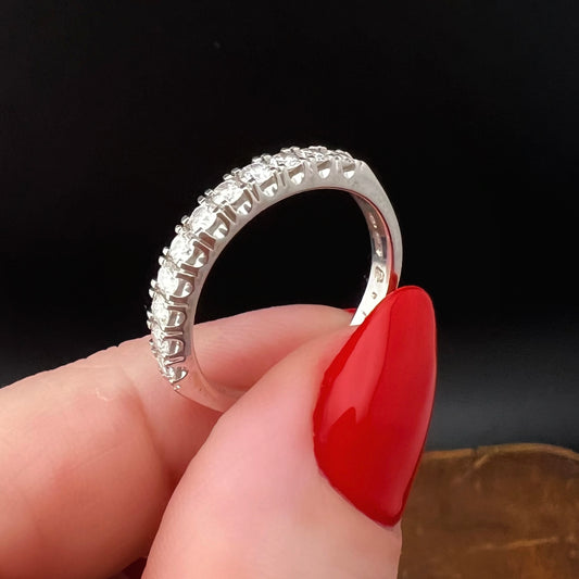 Anello fede riviera in oro bianco 18 ct e 11 diamanti IF/VS G/H certificati