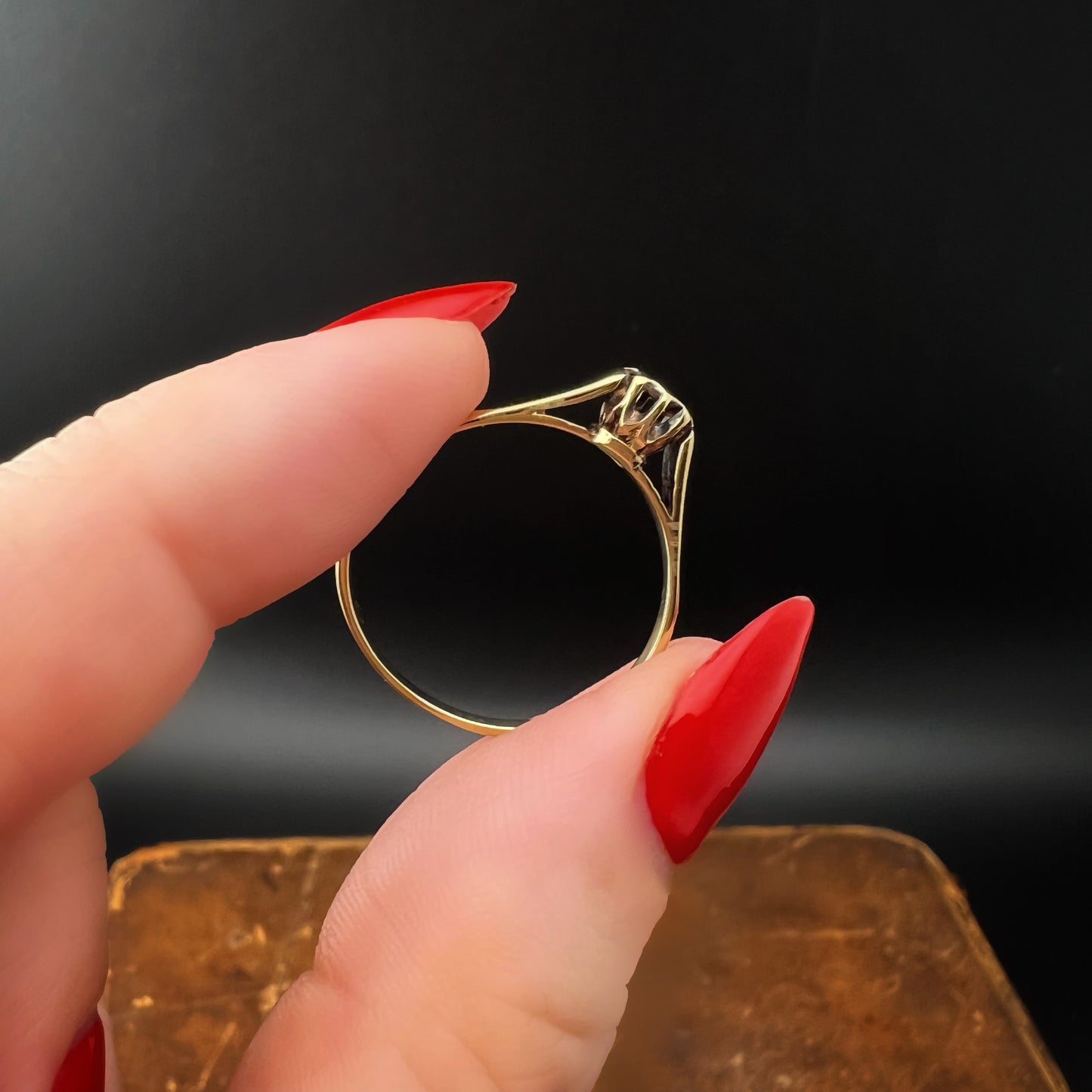 Vintage solitaire ring, Sheffield 1980 9ct gold and diamond