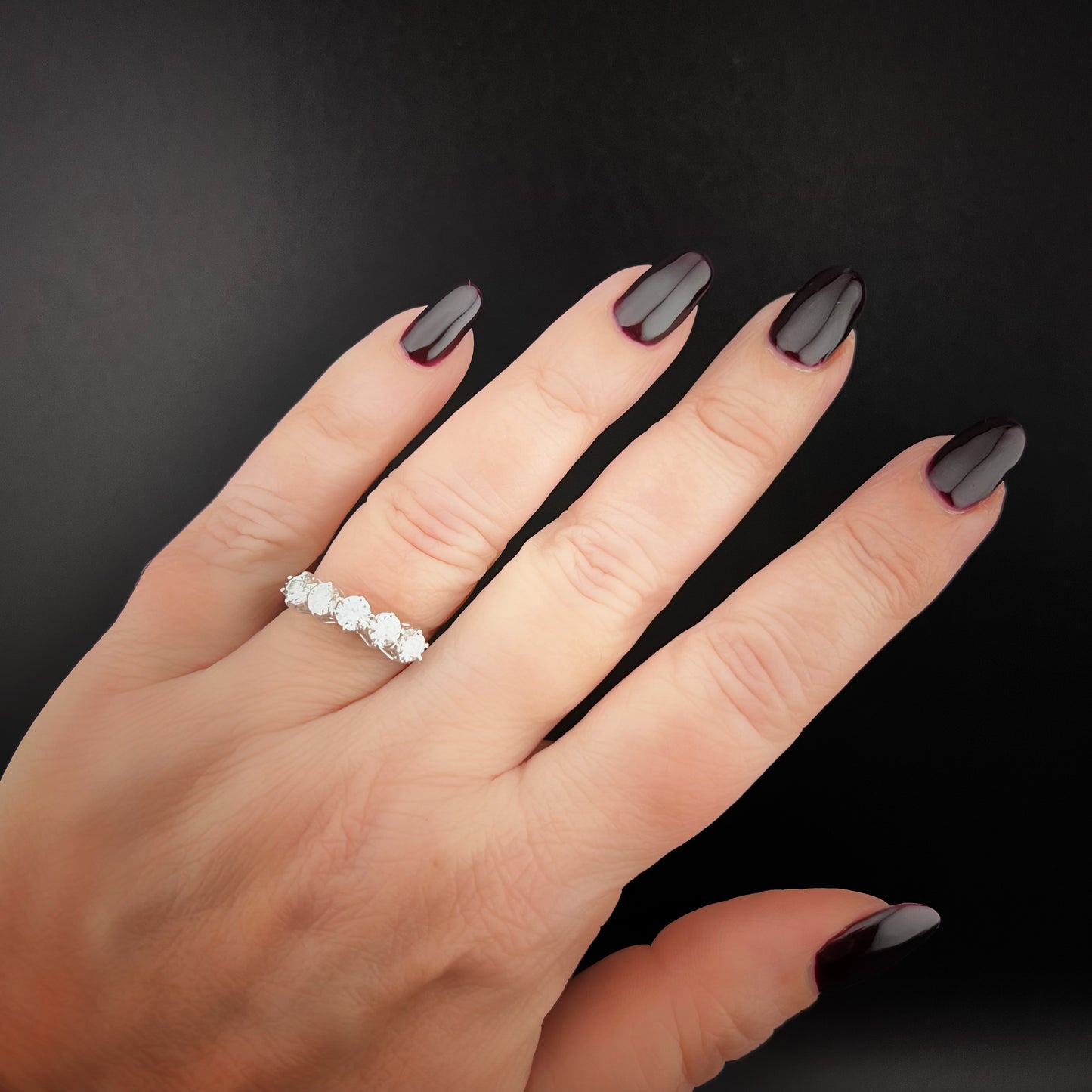 Anello vintage in oro bianco 18 carati e diamanti IF VS - GH 1 ct totale