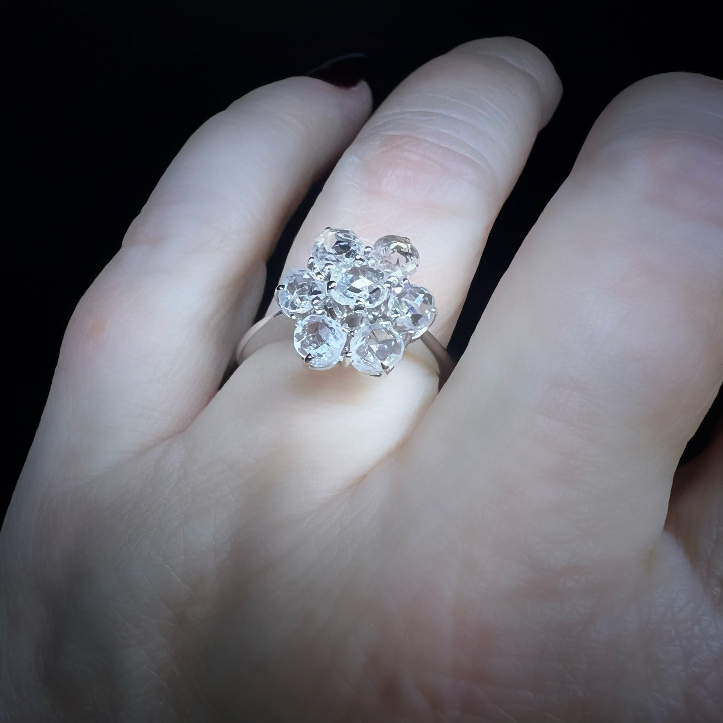 Gänseblümchenring aus 18 Karat Gold mit Rosettendiamanten – 1930er