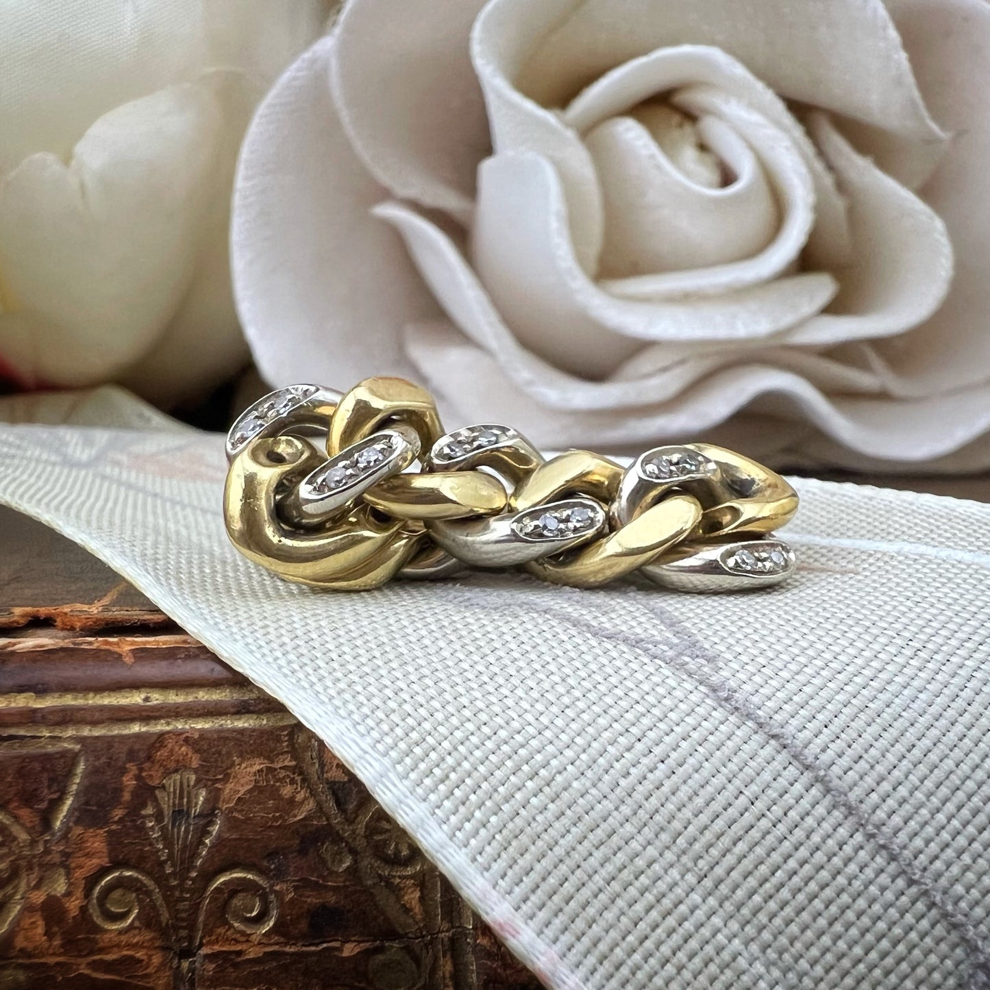 Anello a Maglie con Diamanti – Oro Giallo 18 ct, Italia, Anni ’70-’80