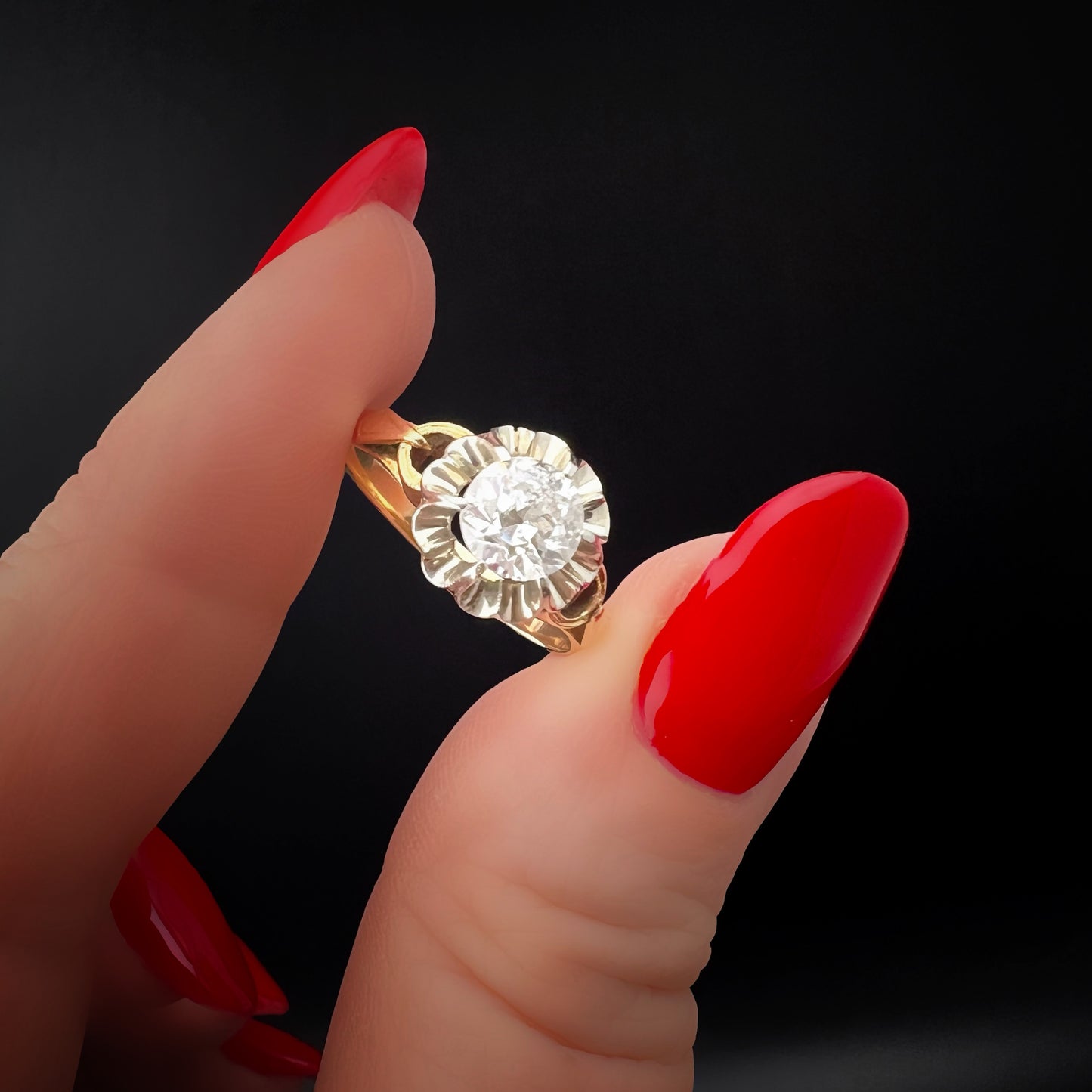 Solitärring aus 18 Karat Gold, Italien, ca. 1930