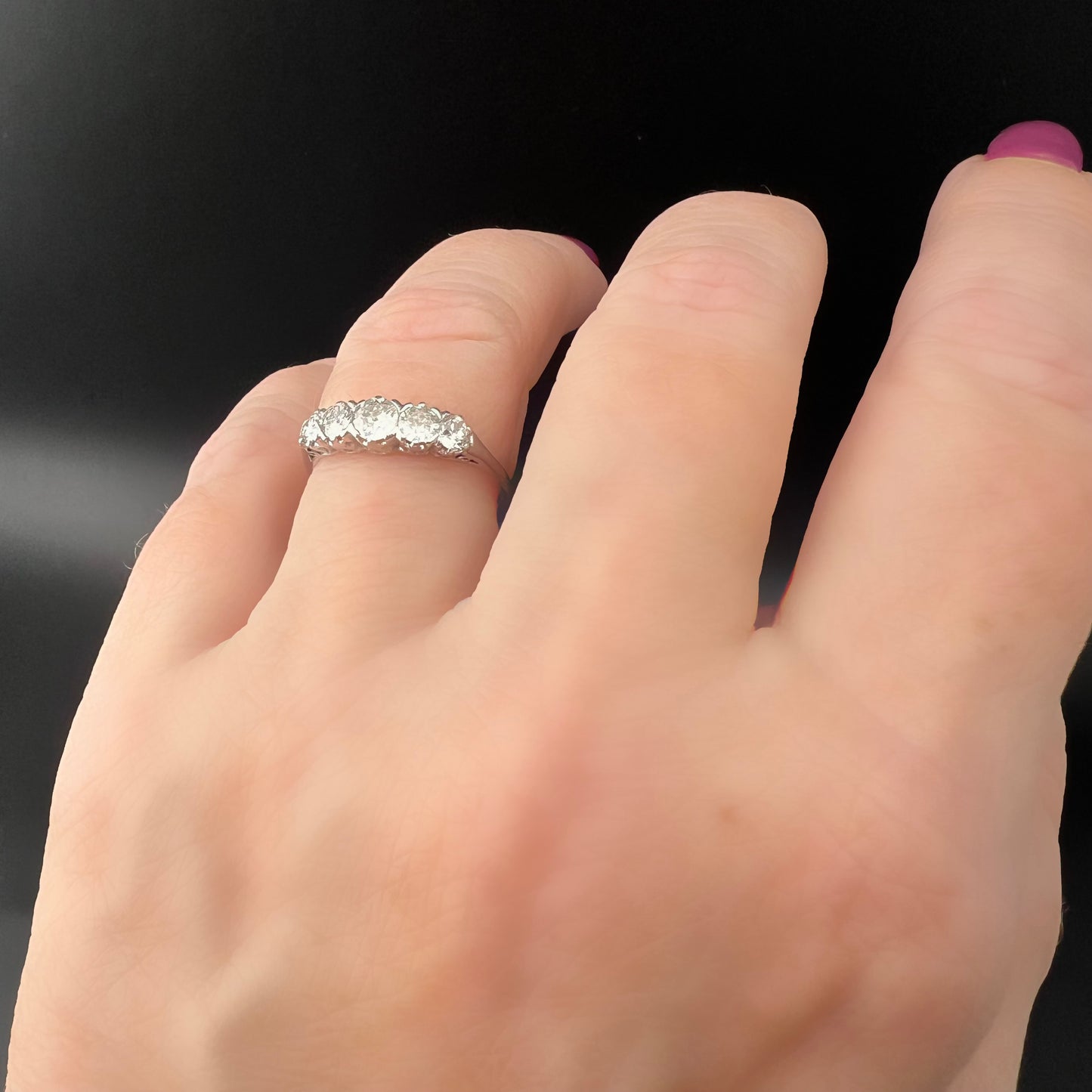 Platinum Ring with Old Mine Cut Diamonds