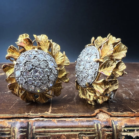 Pair of gold and diamond earrings from the 1950s and 1960s