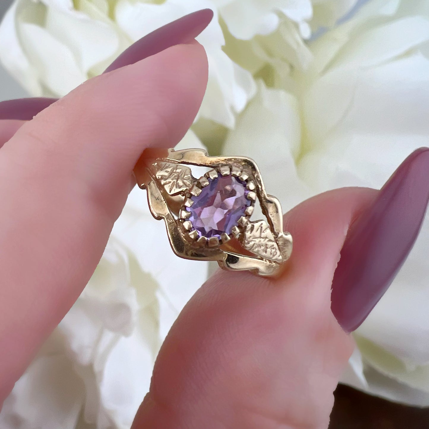 Anello vintage chevalier con ametista