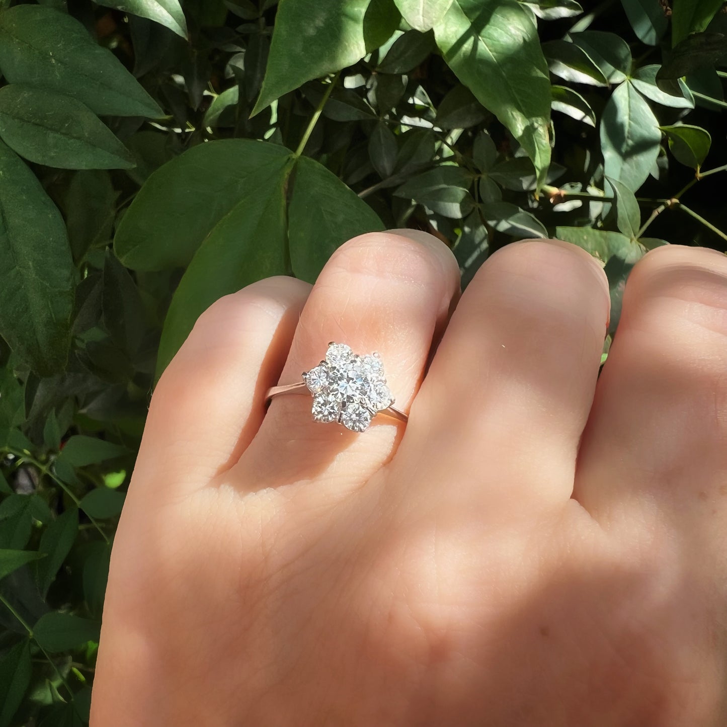 Gänseblümchenring aus 18 Karat Weißgold und Diamanten