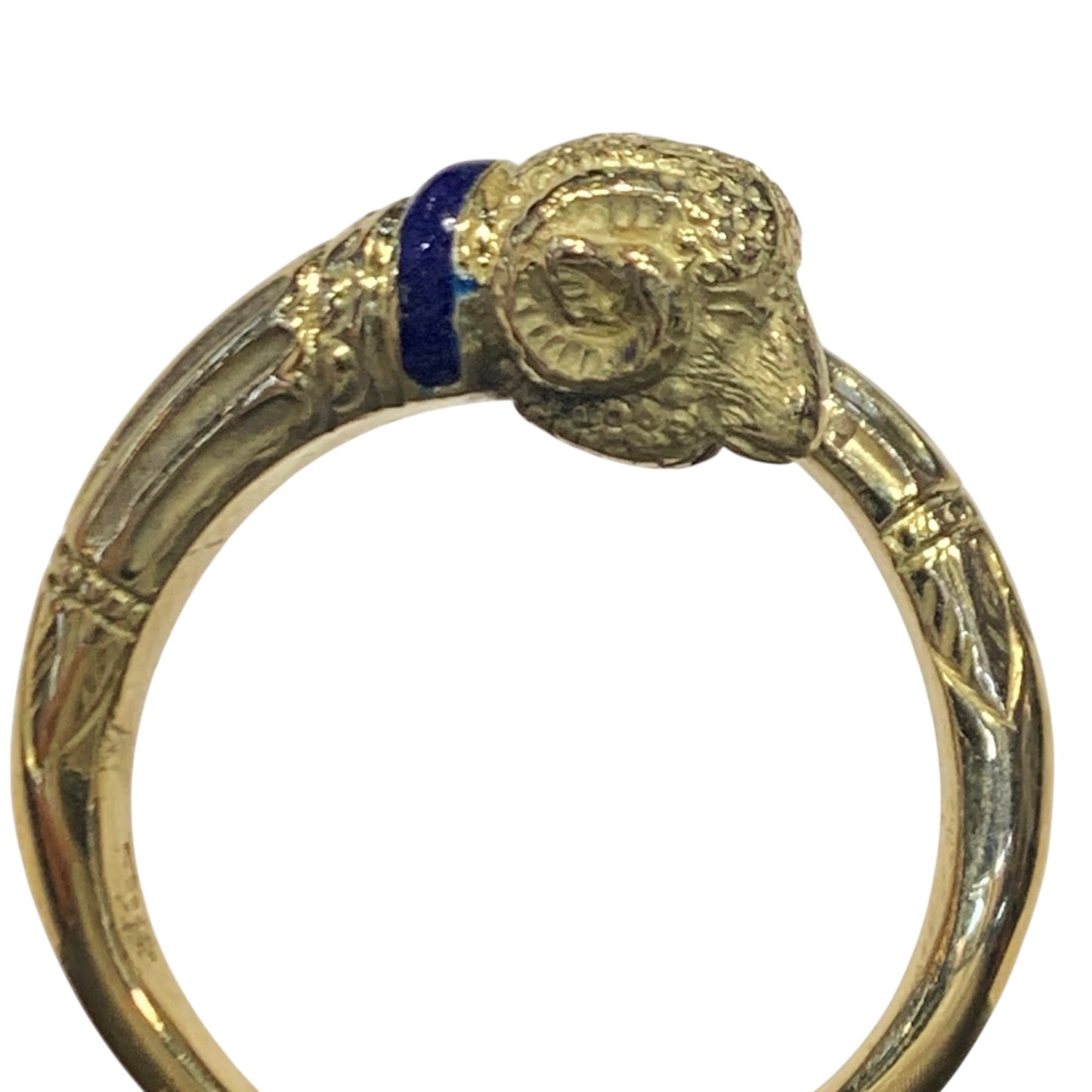 Anello vintage “animalier” in oro 18 k e smalto blu