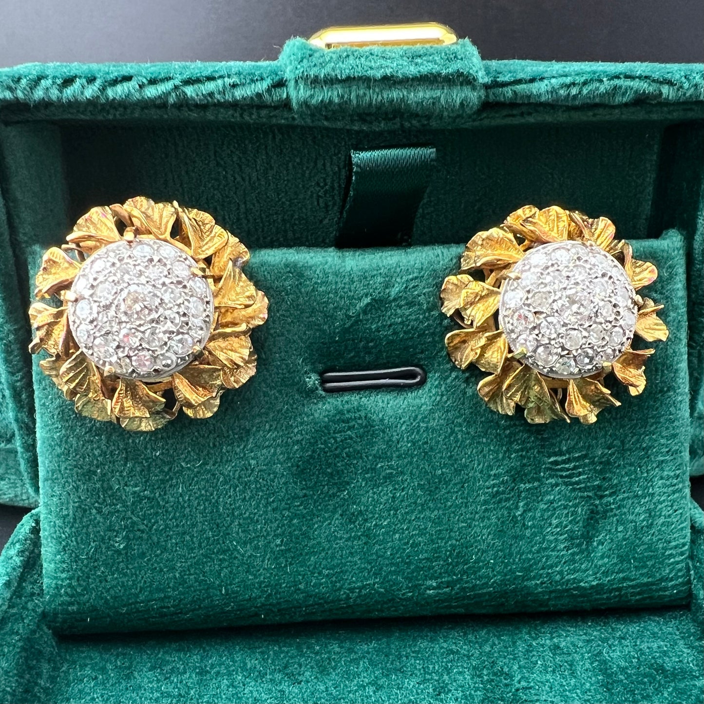 Pair of gold and diamond earrings from the 1950s and 1960s