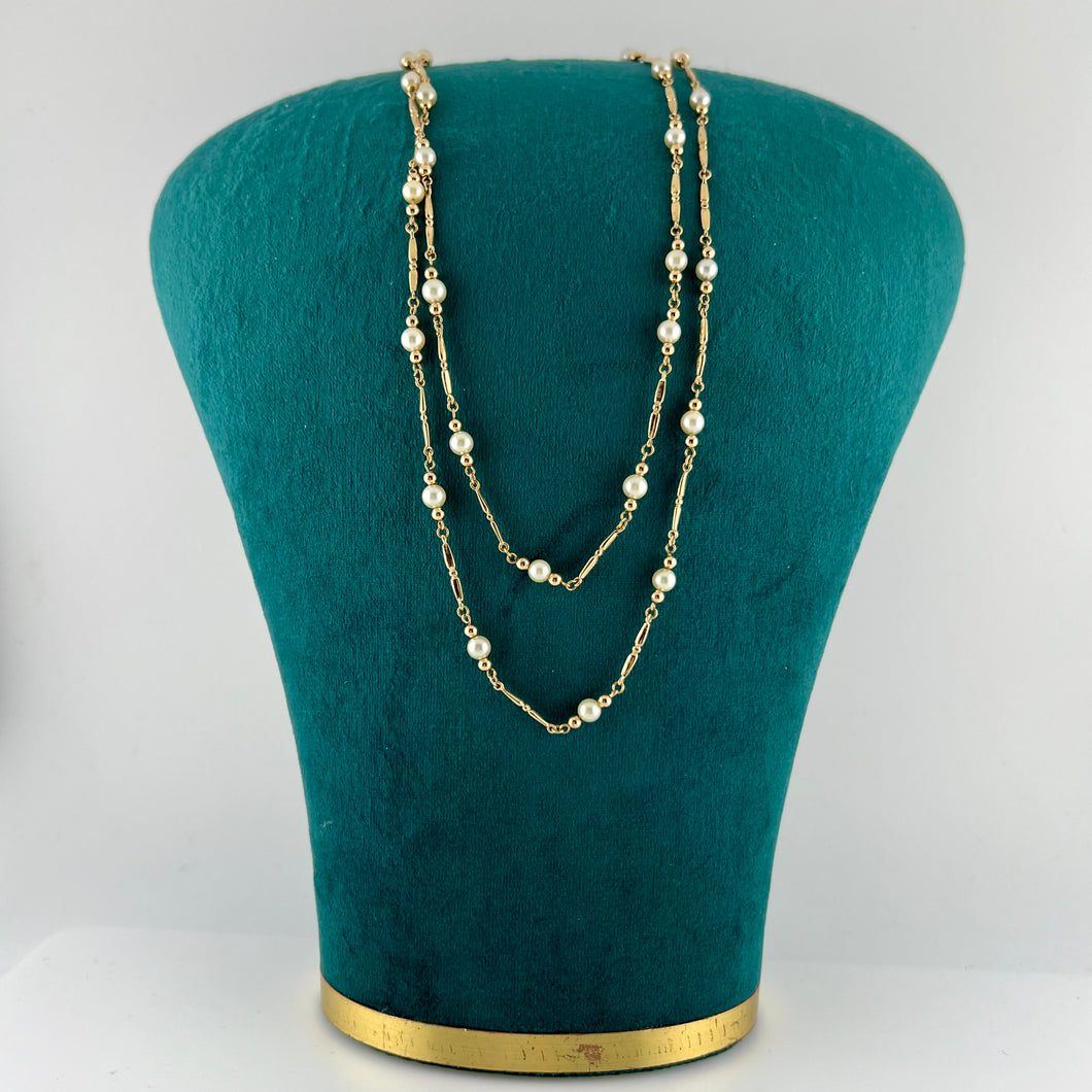 Collana vintage cm 91 in oro con perline coltivate