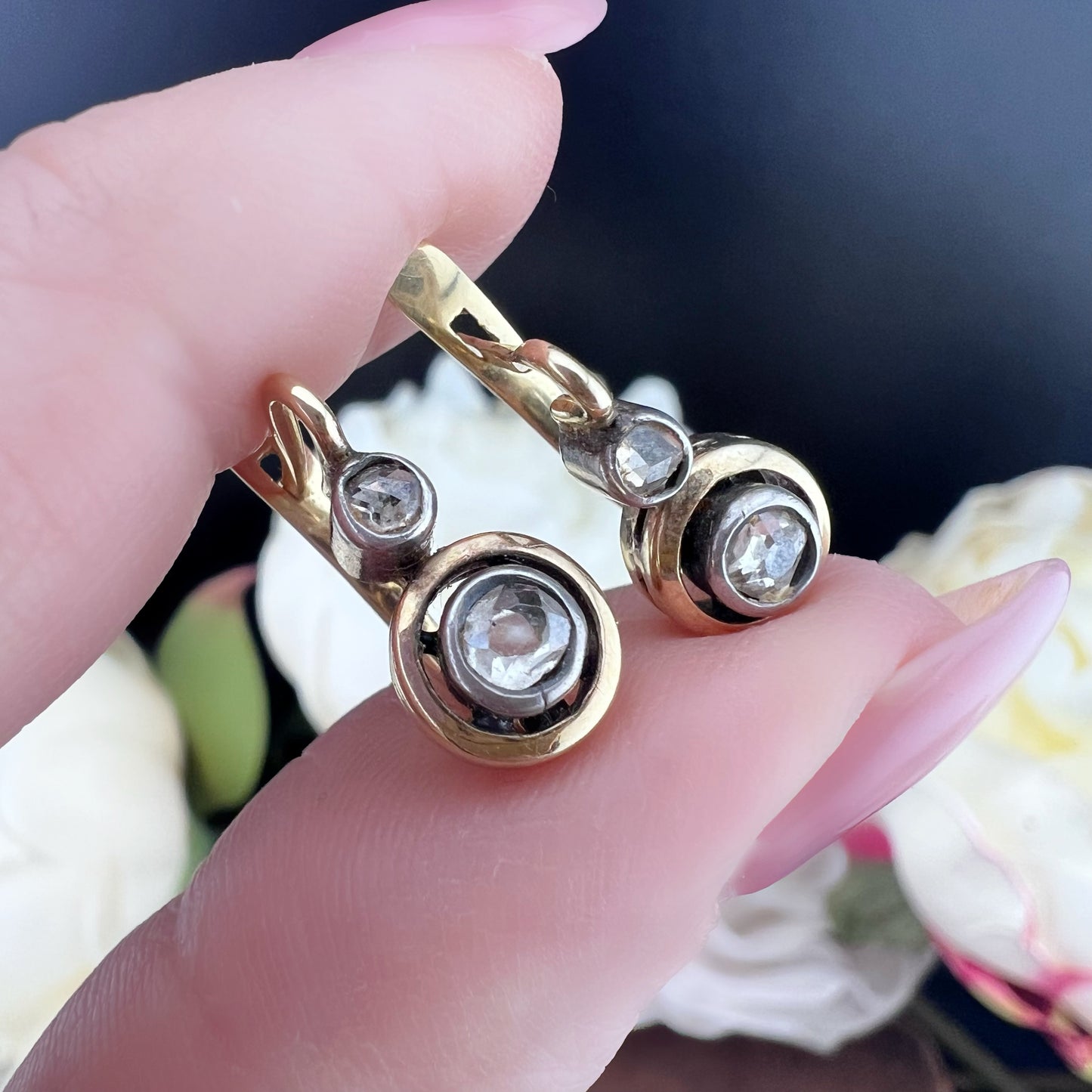 Vintage gold and diamond earrings – 1940s