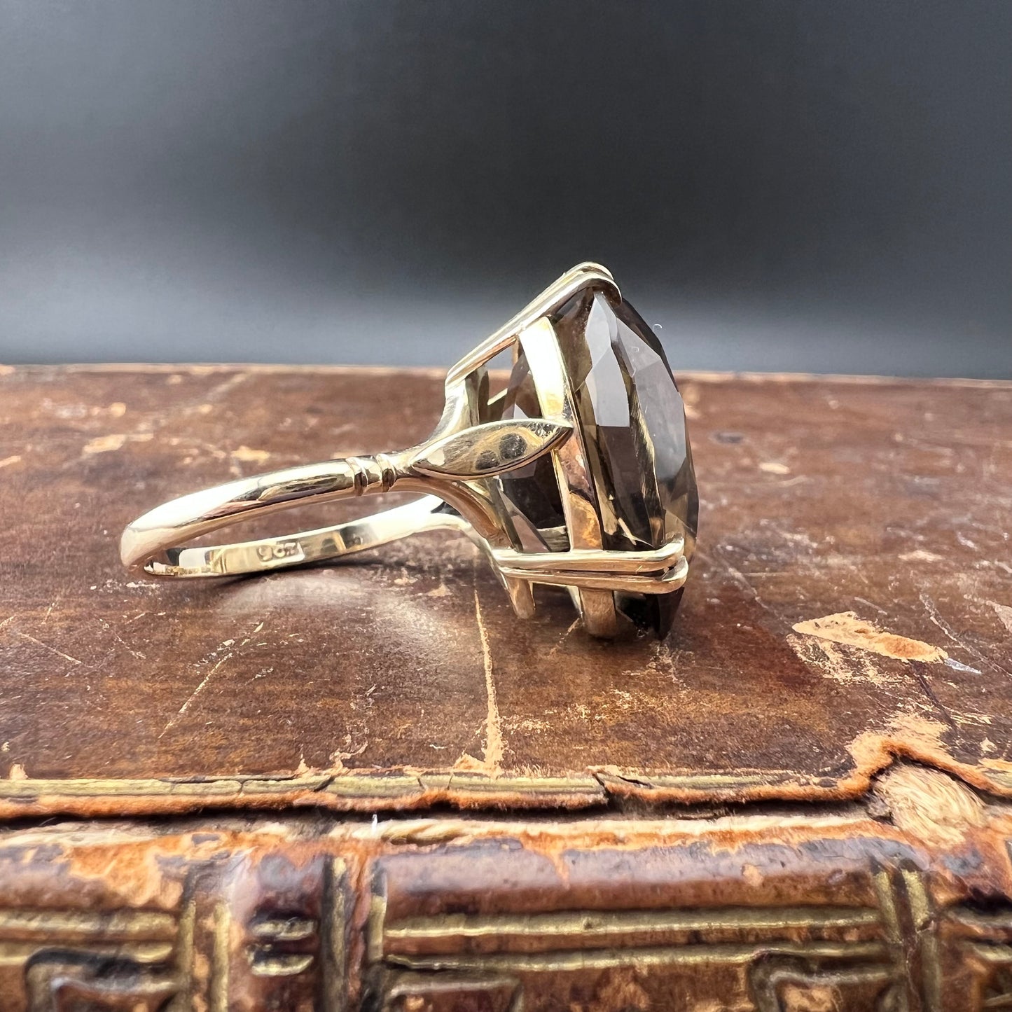 Vintage 1960s Cocktail Ring with Heart-Shaped Smoky Topaz
