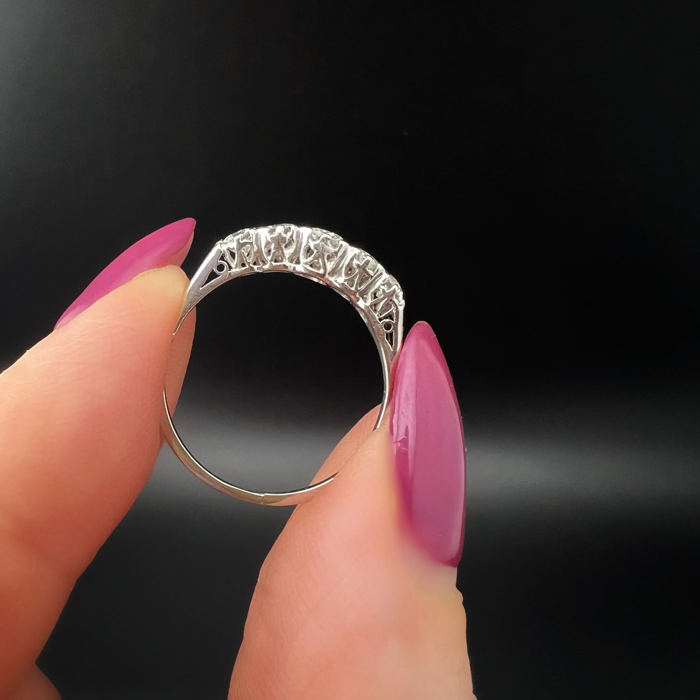 Platinum Ring with Old Mine Cut Diamonds