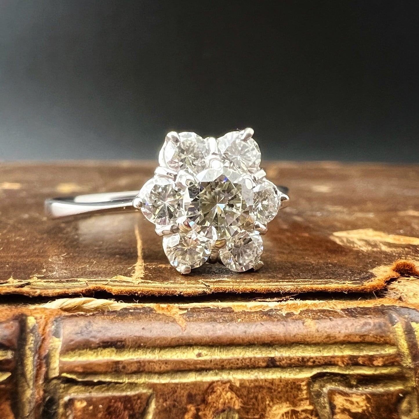 Gänseblümchenring aus 18 Karat Weißgold und Diamanten