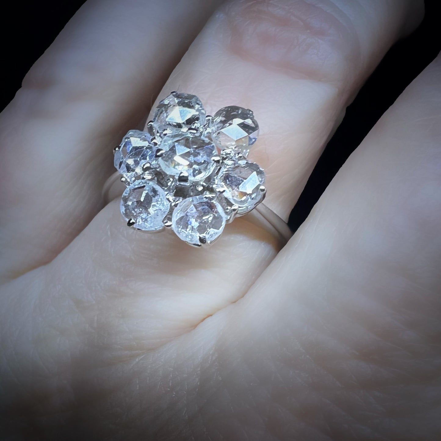 Gänseblümchenring aus 18 Karat Gold mit Rosettendiamanten – 1930er