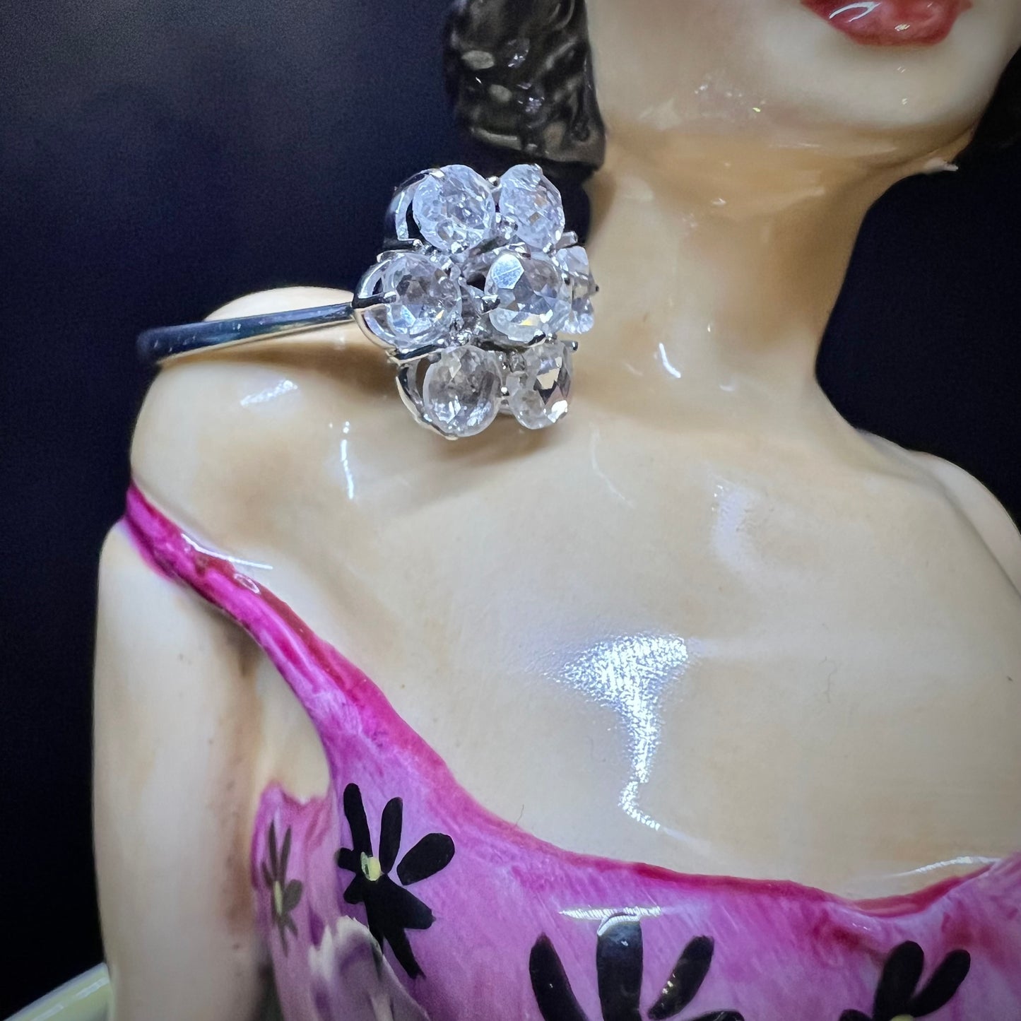 Gänseblümchenring aus 18 Karat Gold mit Rosettendiamanten – 1930er