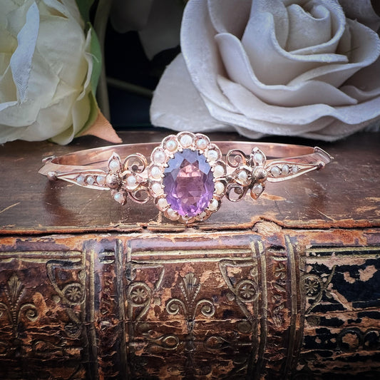 Armreif aus Roségold, Glaspaste und Rocailles-Perlen | Edwardianische Zeit, 1901–1910