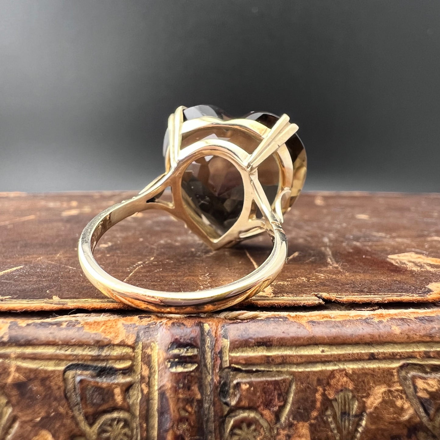 Vintage 1960s Cocktail Ring with Heart-Shaped Smoky Topaz