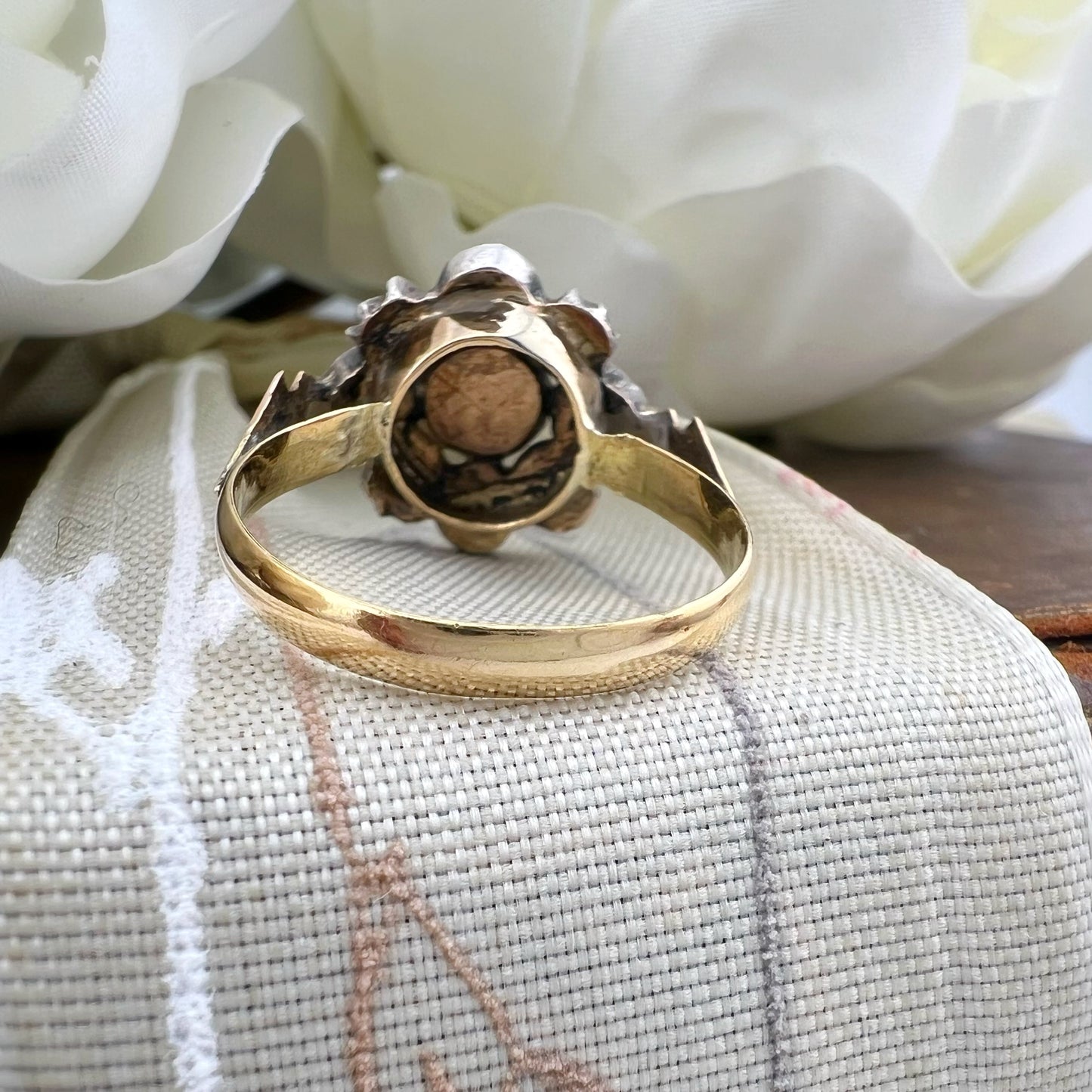 Anello floreale in oro e argento con diamanti a rosetta – Epoca Georgiana
