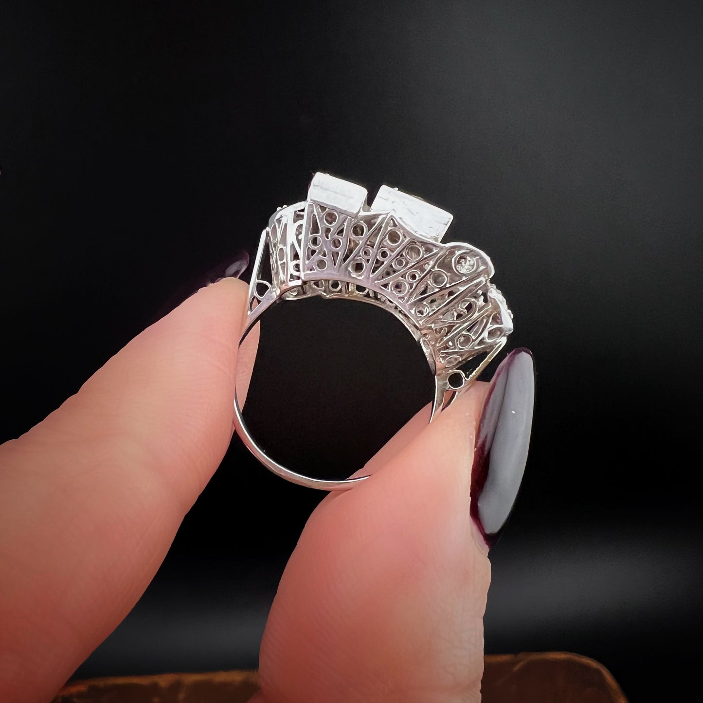 Art Deco Platinum Ring with Natural Diamonds