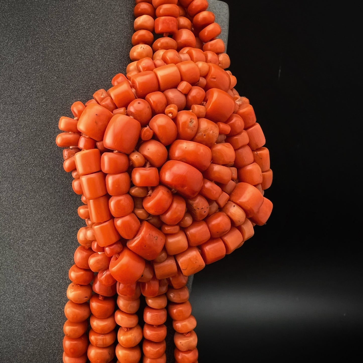 5-strand natural coral necklace, 214 grams