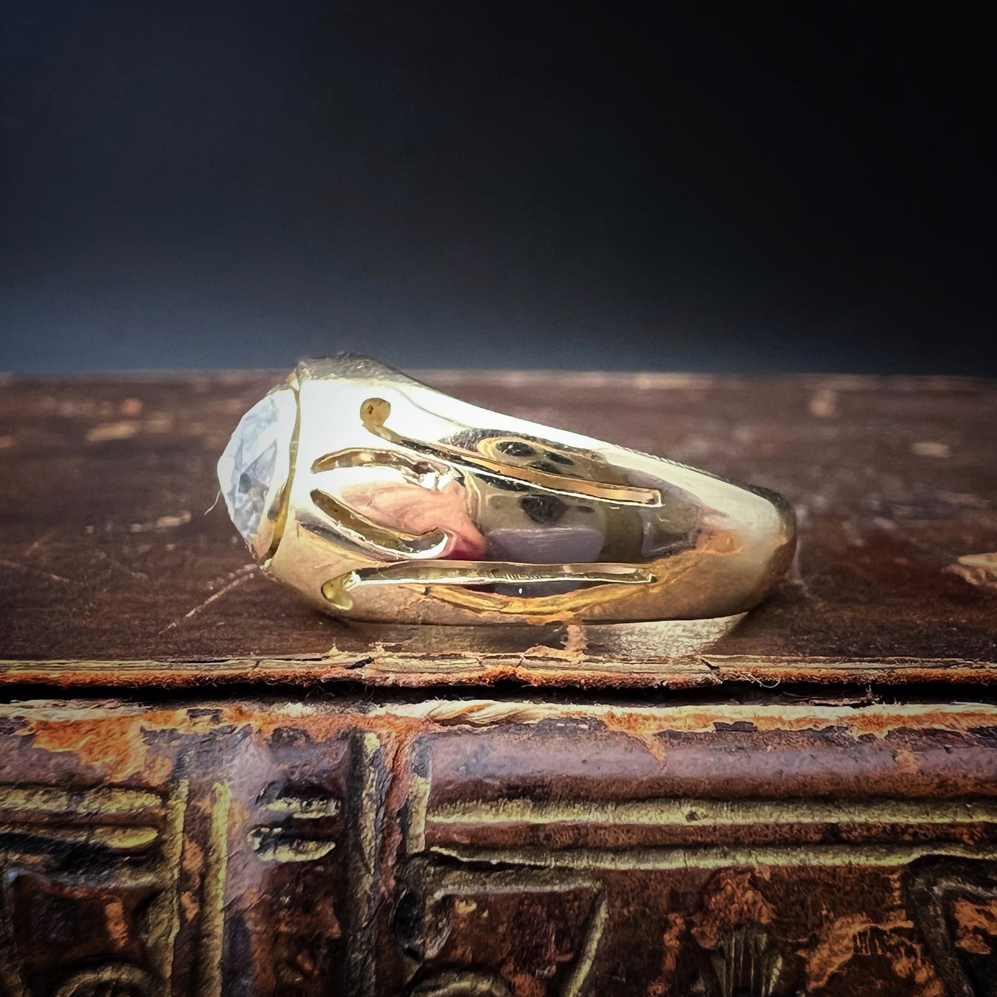 Victorian Era (c. 1850) Men's 18K Gold and Diamond Ring