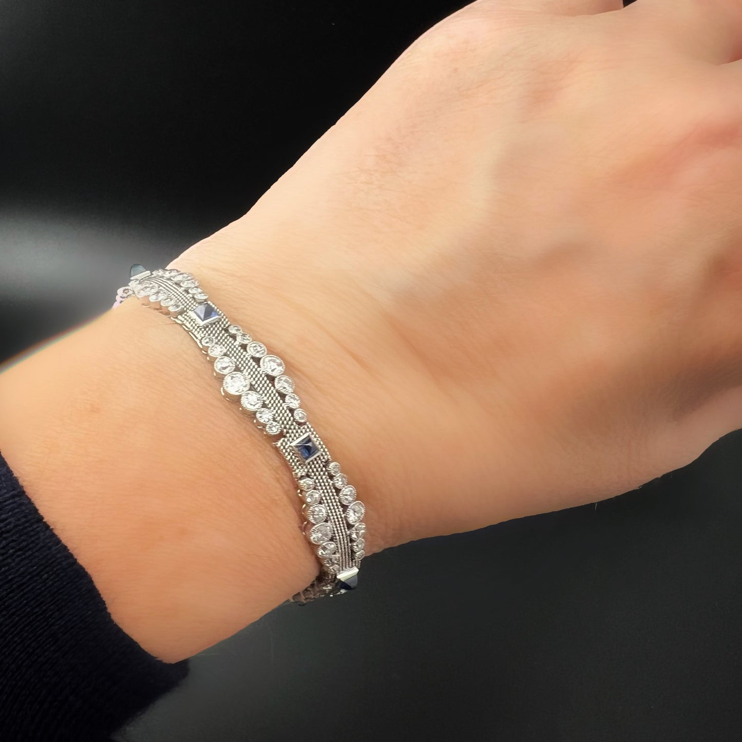 Armband aus Platin, Saphir und Diamanten, Frankreich, um 1913