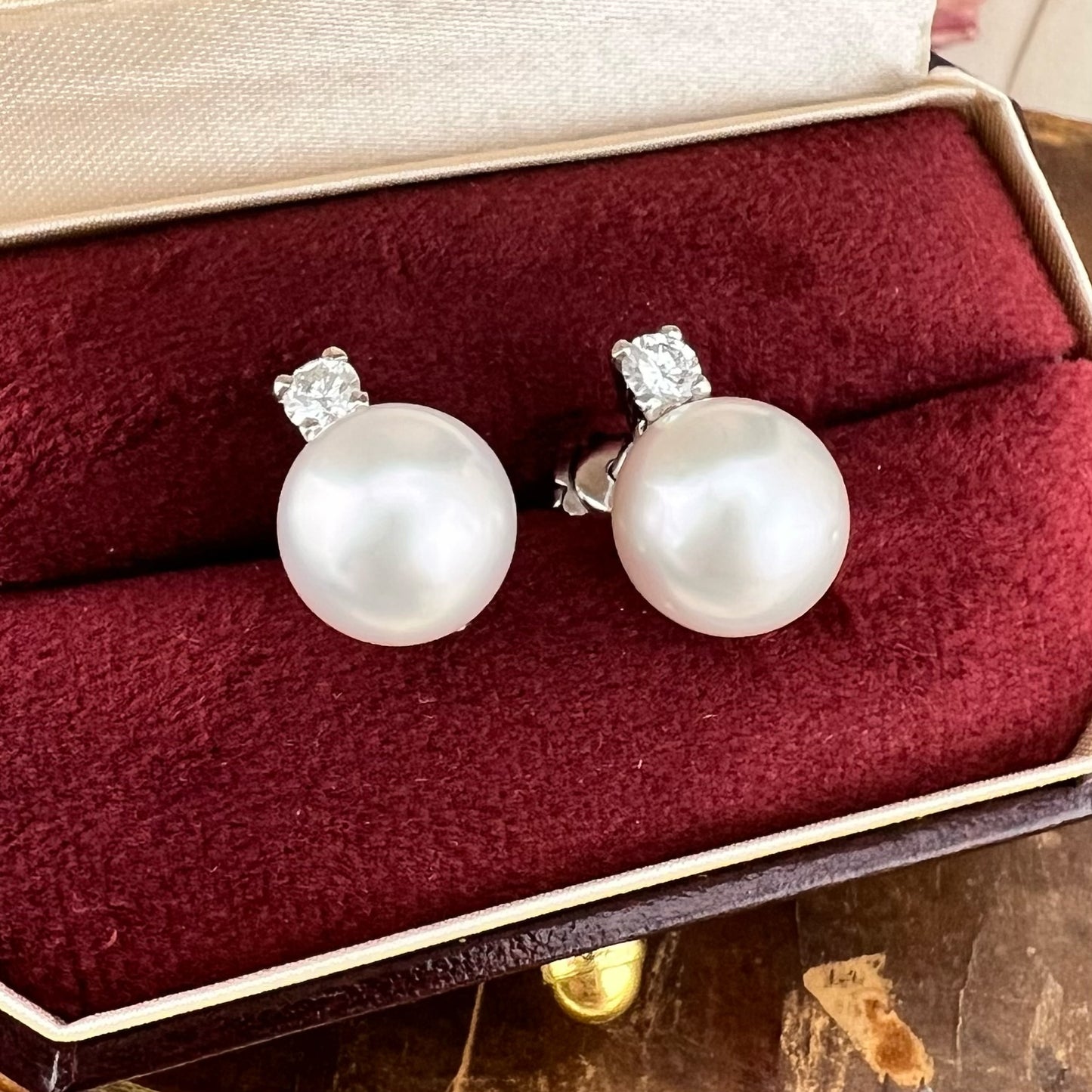 Orecchini perle australiane da mm 10.5 oro e diamanti